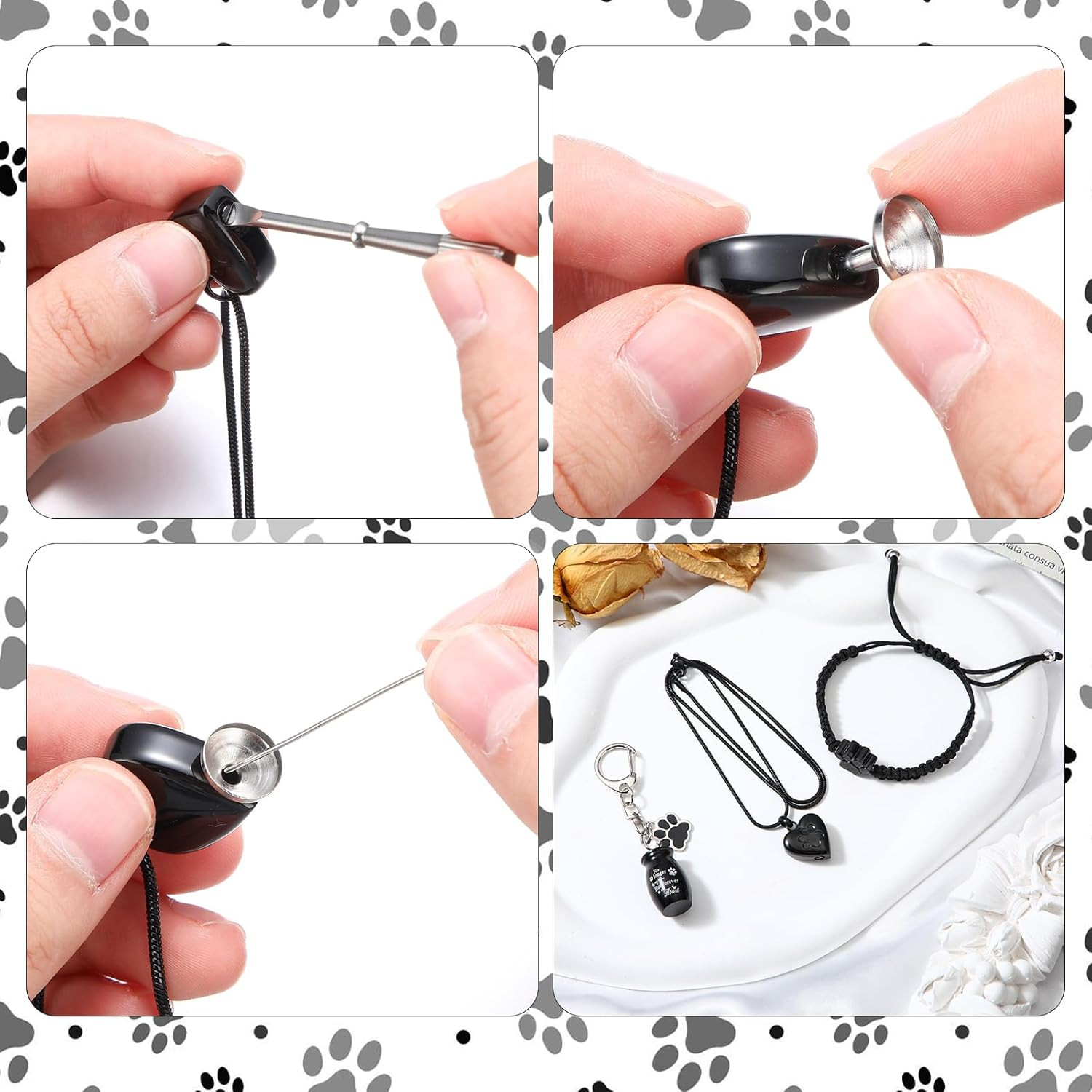 3 Pcs Pet Cremation Jewelry for Ashes Dog Urns Keychain Cat Heart Urn Necklace P