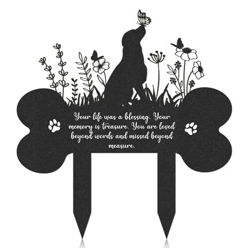 Pet Grave Markers Dog – Metal Dog Memorial Garden Markers Grave Decorations f…