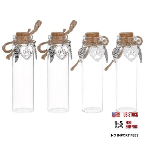 4pcs Pet Hair Keepsake Bottle – Mini Glass Vial for Dogs & Cats