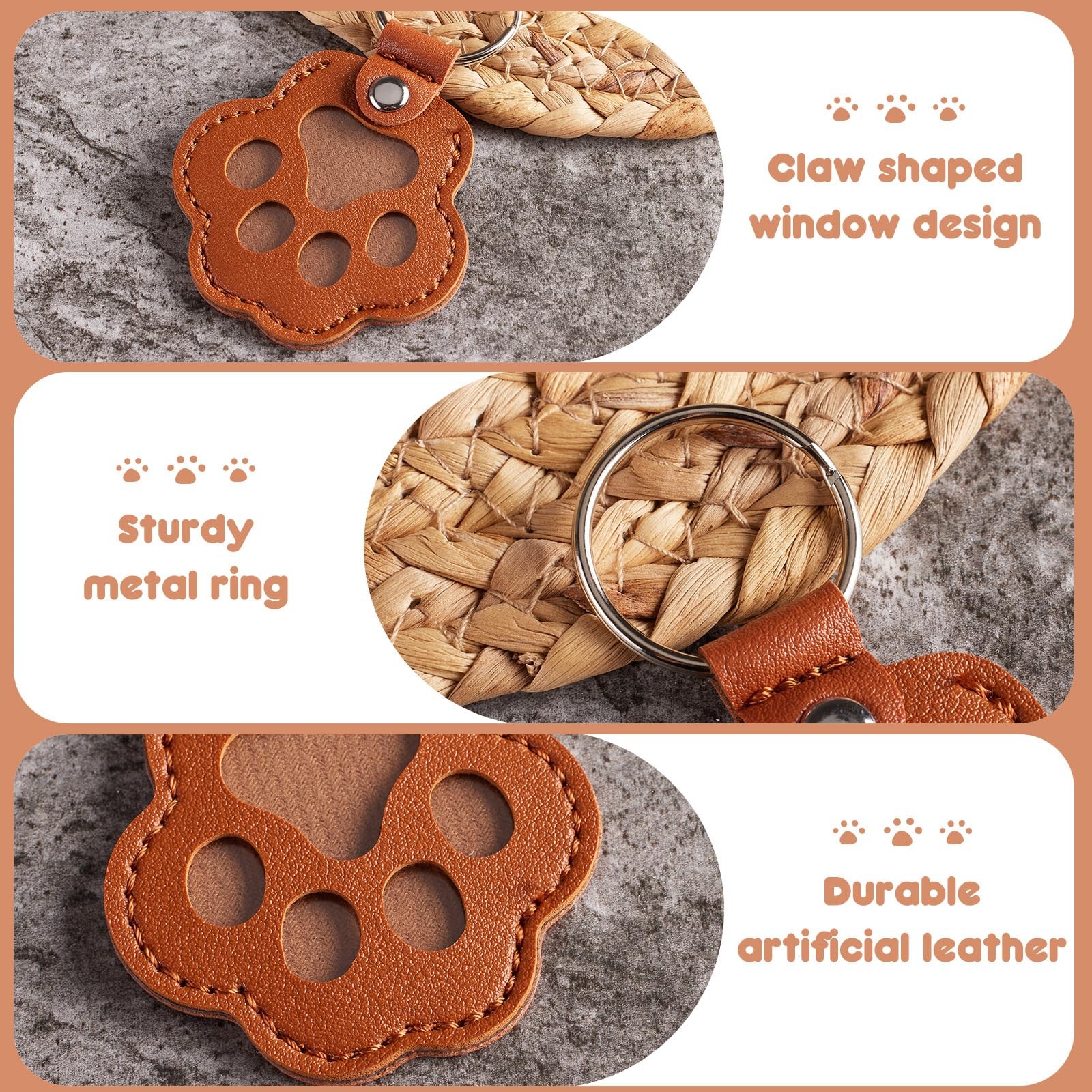 5PCS Pet Hair Storage Keychain, Pet Dog Cat Hair Collector Paw Shaped fur kee…