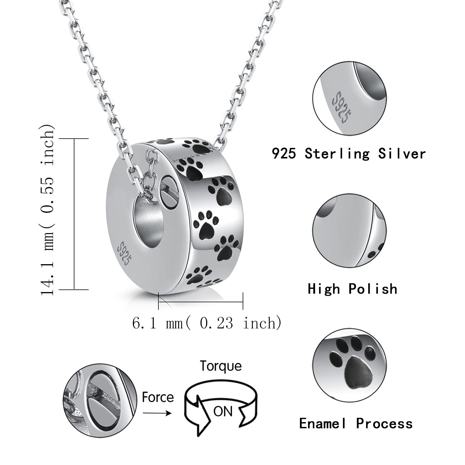 MANBU 925 Sterling Silver Cremation Jewelry for Pet Ash – Memorial Ash Pendan…