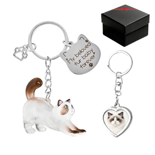 Cat Hair Storage & Photo Frame Keychain – 1 Set – Ragdoll Cat Fur Keychain