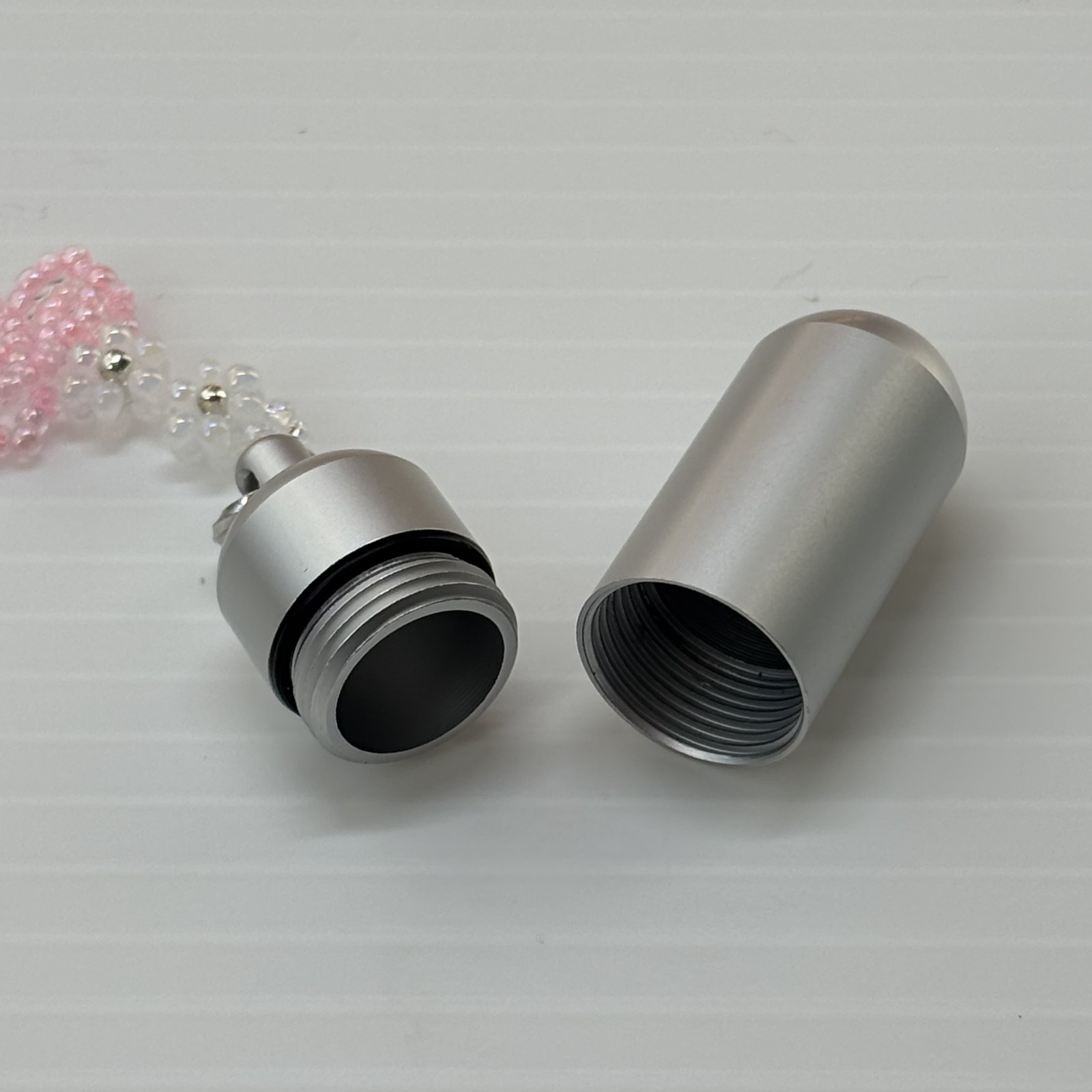 Cremation Ashes Keychain – Cremation Keepsake(white flowers and pink ribbon)