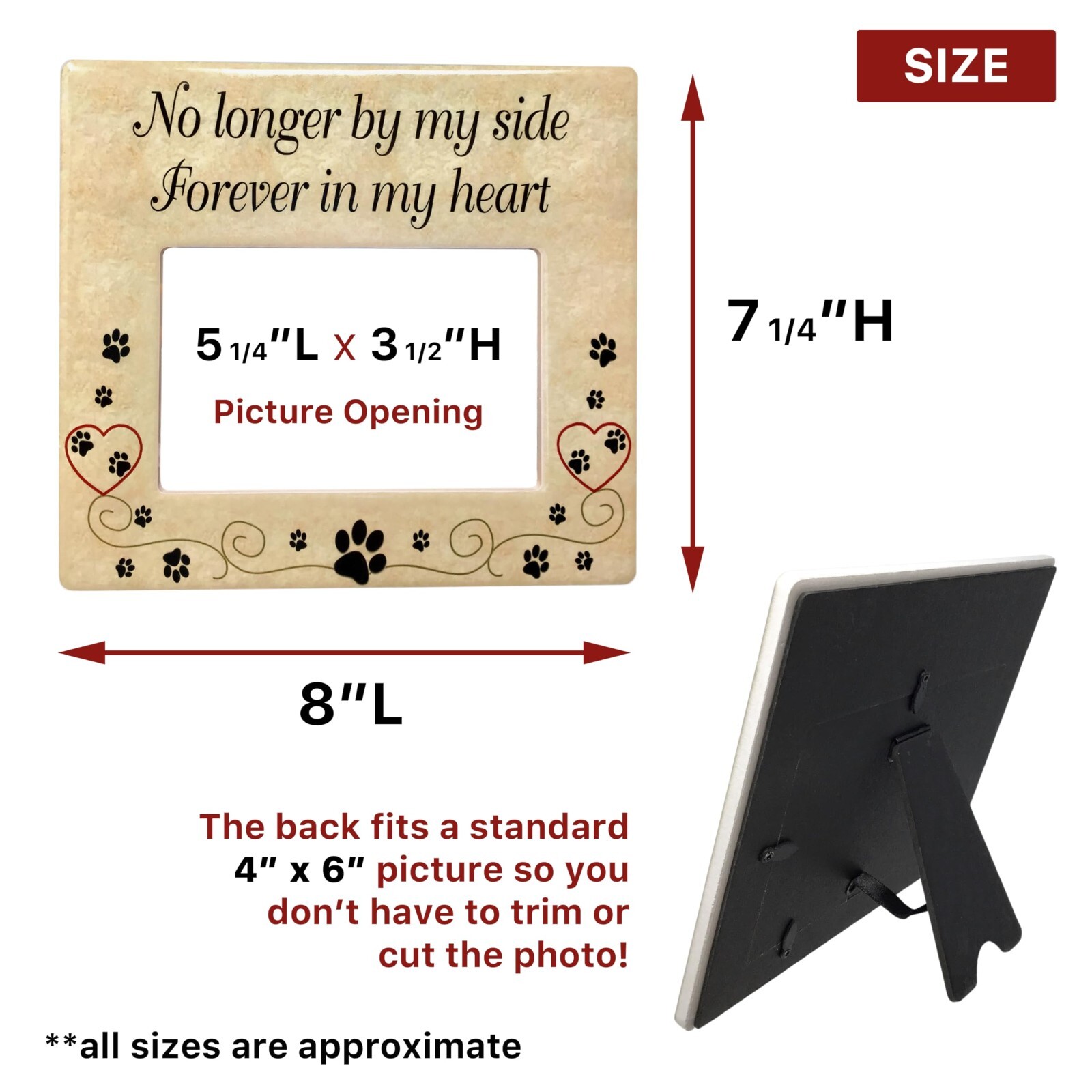 Pet Memorial Ceramic Picture Frame – No Longer By My Side – #2318