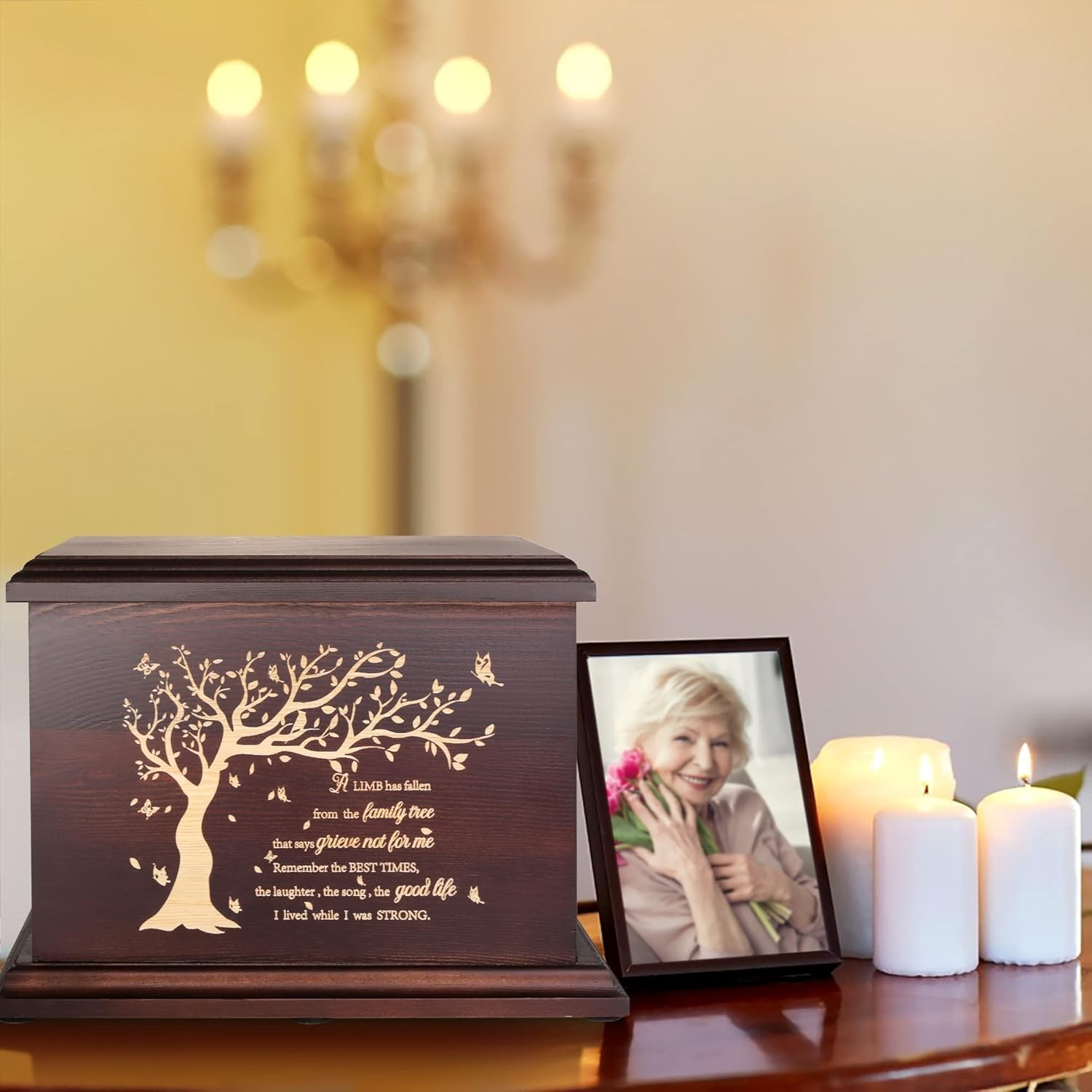 Cremation Memorial Urns for Human Ashes Adult Male Female, Wooden Urns Box an