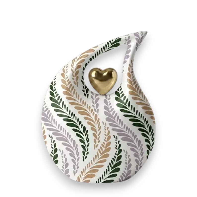 Handmade White Teardrop Cremation Urn Metal for Adult Human Ashes Male Female