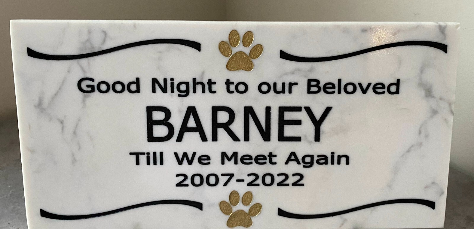 12 inch x 6 inch Pet Memorial Marble sign, Personalized Engraved Marble