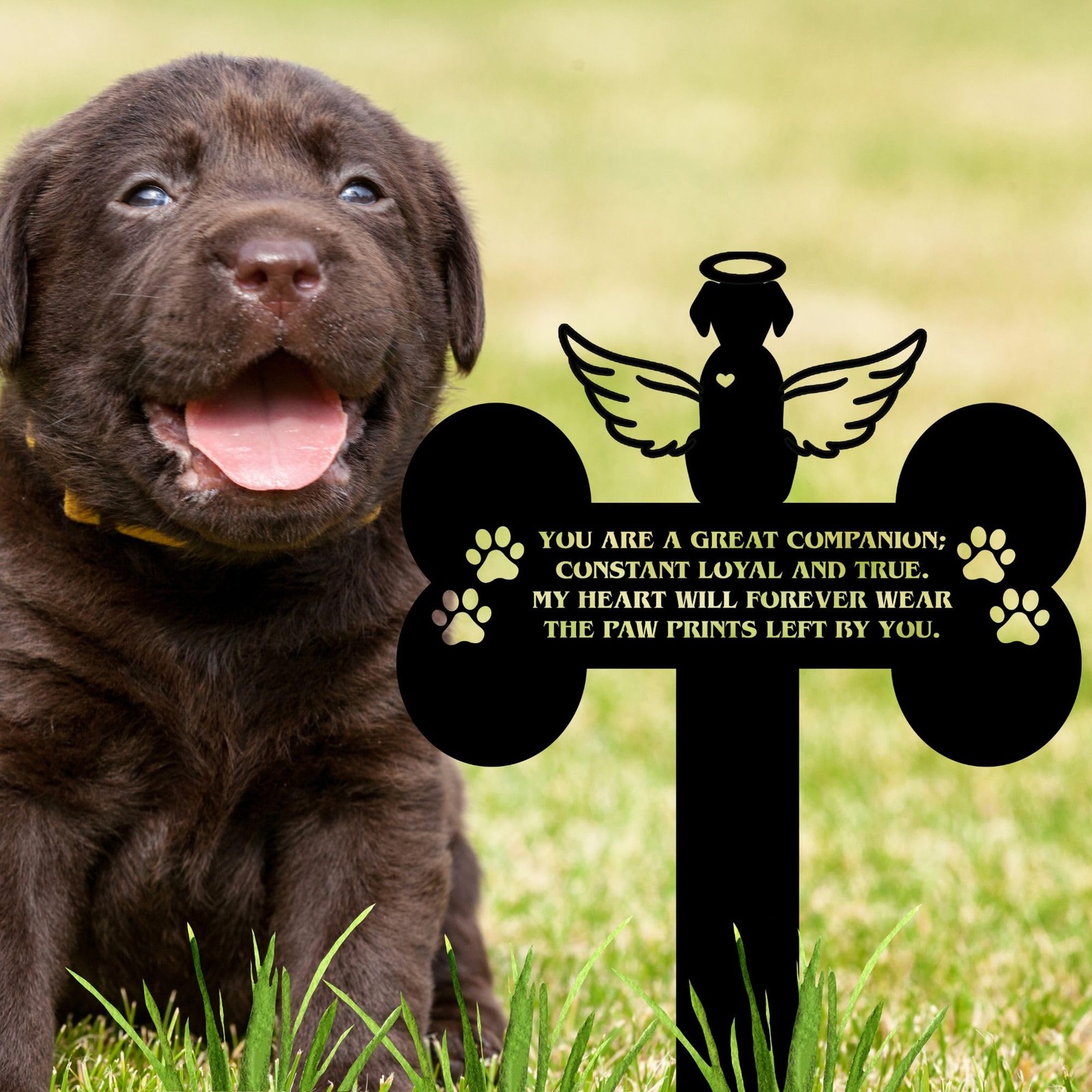 HEGANITS Dog Grave Marker Angel Cross – Pet Remembrance 12 in, Hen-gm-15a