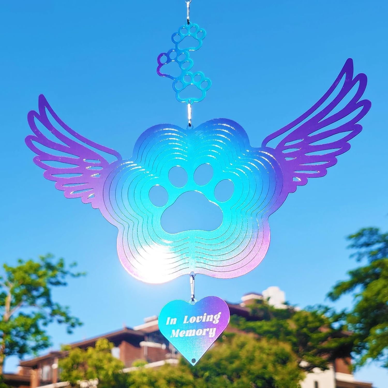 Angel Wings Pet Memorial Spinner, Dog Cat Remembrance