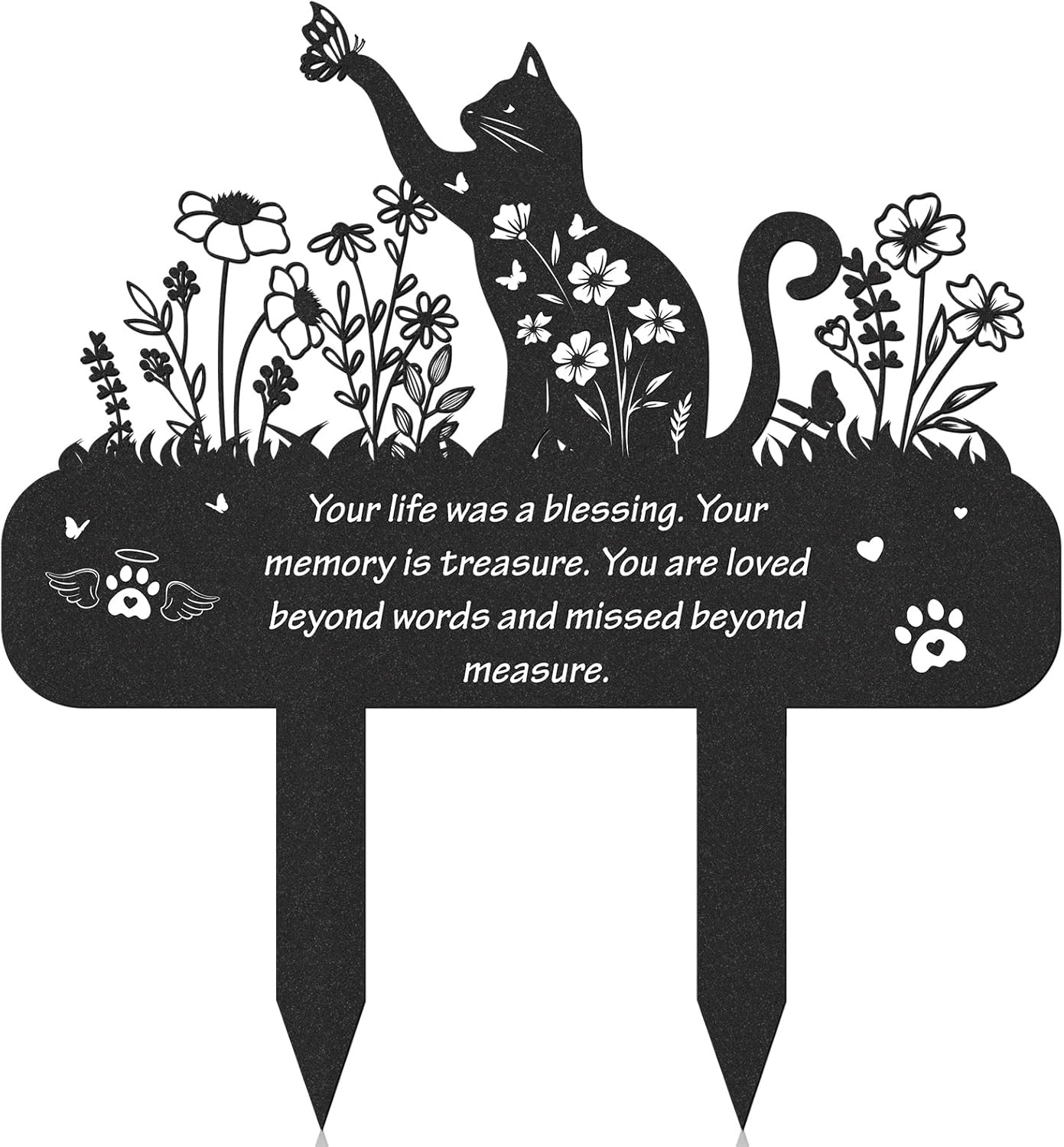 Cat Memorial Grave Stakes – Metal Wildflower Loss Pets Cemetery Markers Decorati