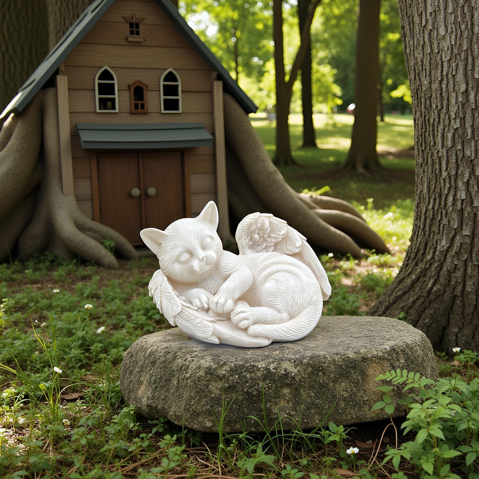 Small Cat Memorial Stone Commemorates Our Lost Fur Baby,Peaceful Sleeping Ang…
