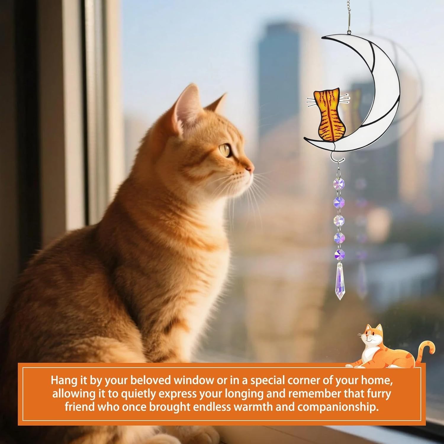 Cat Memorial Suncatcher for Window, Personalized Pet Loss Gift for Cat Lovers