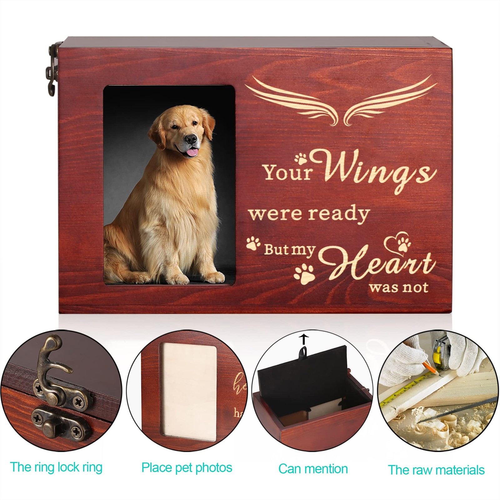 Pet Memorial Urns for Dog or Cat Ashes, Large Wooden Funeral Cremation Urns w…