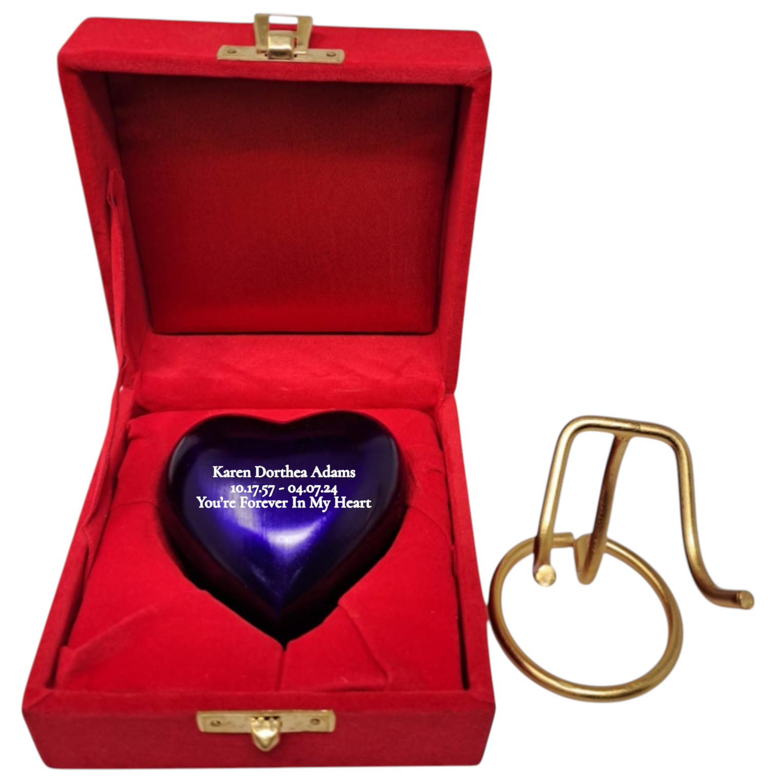Personalized Heart Keepsake Memorial Urn for Human Pet Ashes with Velvet Box