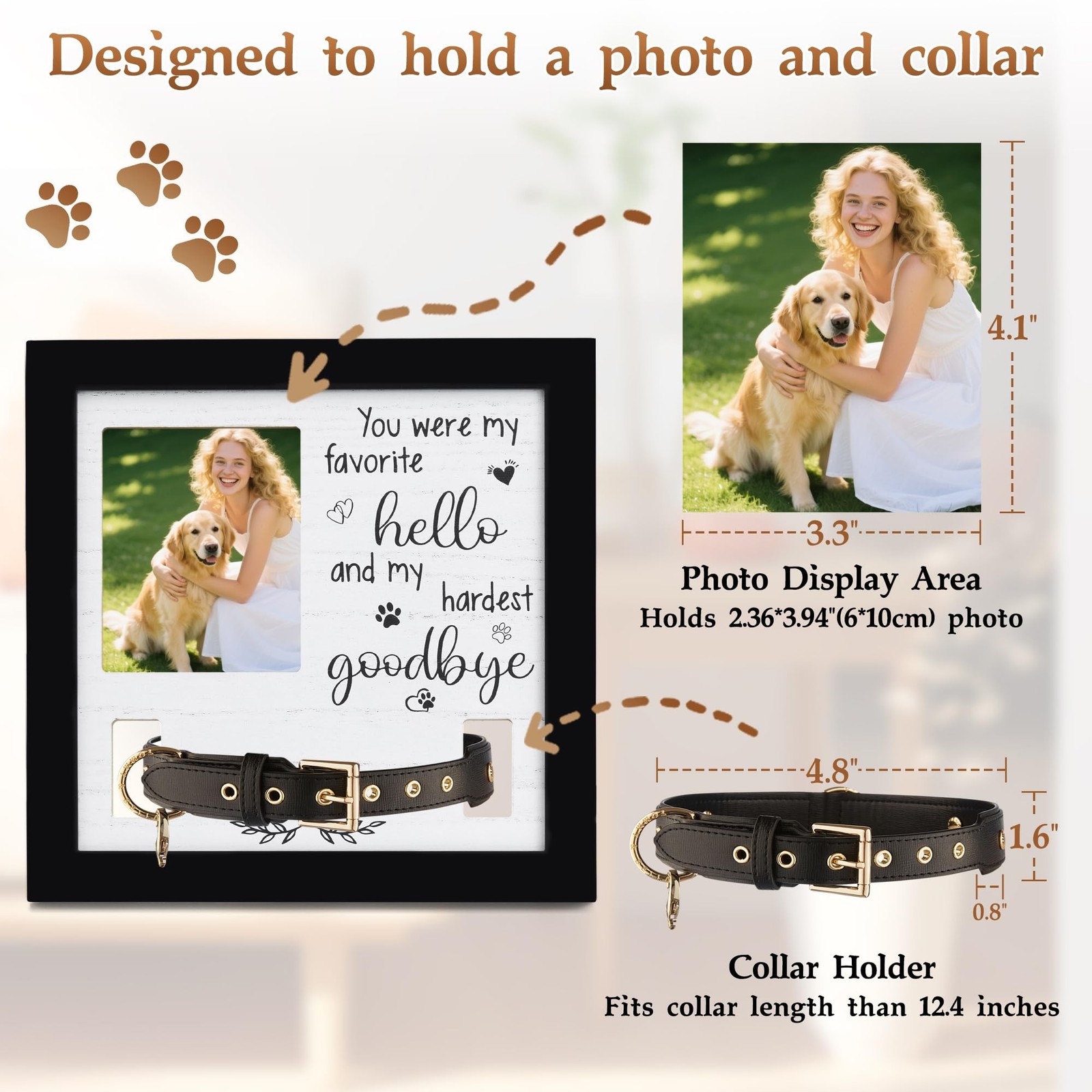 Dog Collar Memorial Frame, Pet Memorial Frame with Collar Holder, Loss of Dog…