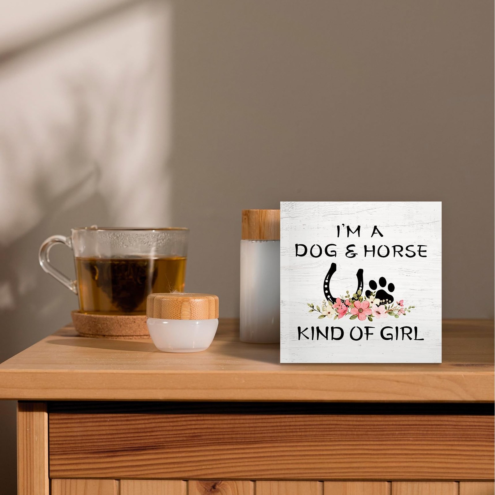 Dog Lovers Gifts Horse Gift for Women Wood Box Sign Desk Decor, I’m a Dog and…