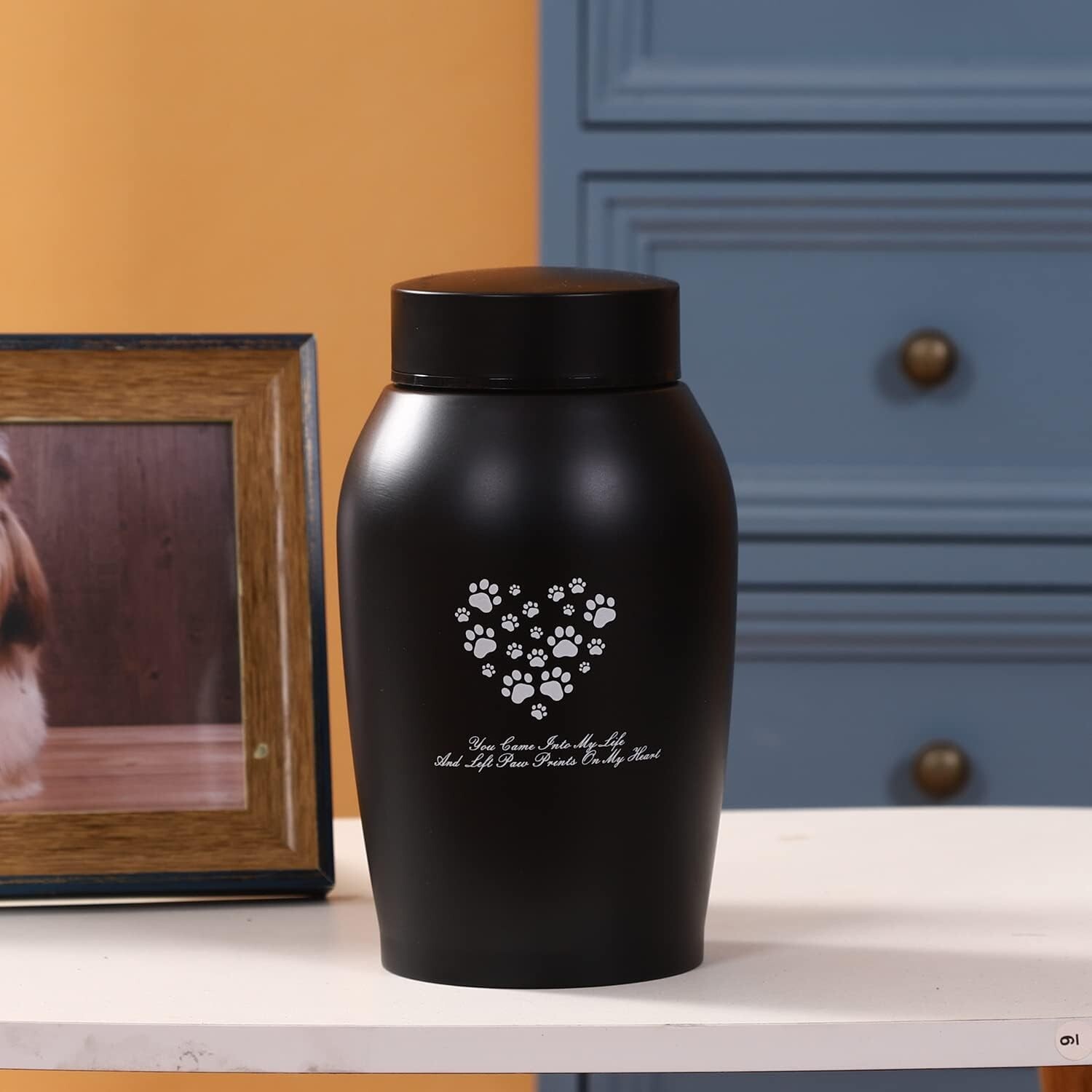 Premium Stainless Steel Pet Urn – Respectful Memorial for Pets up to 75 lbs