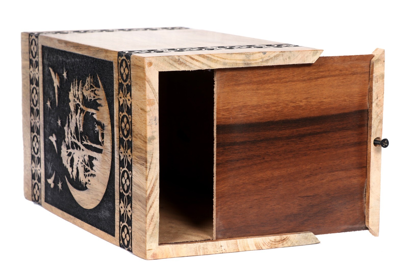 Moon Print Human Ashes Adult Male Female, Wooden Urns Box Mango Wood Urns