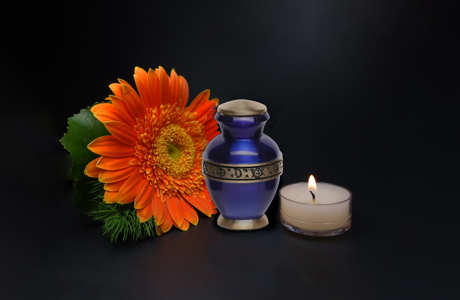 Pet Cremation Urn, Small urn for Animal Ashes, Blue Gold