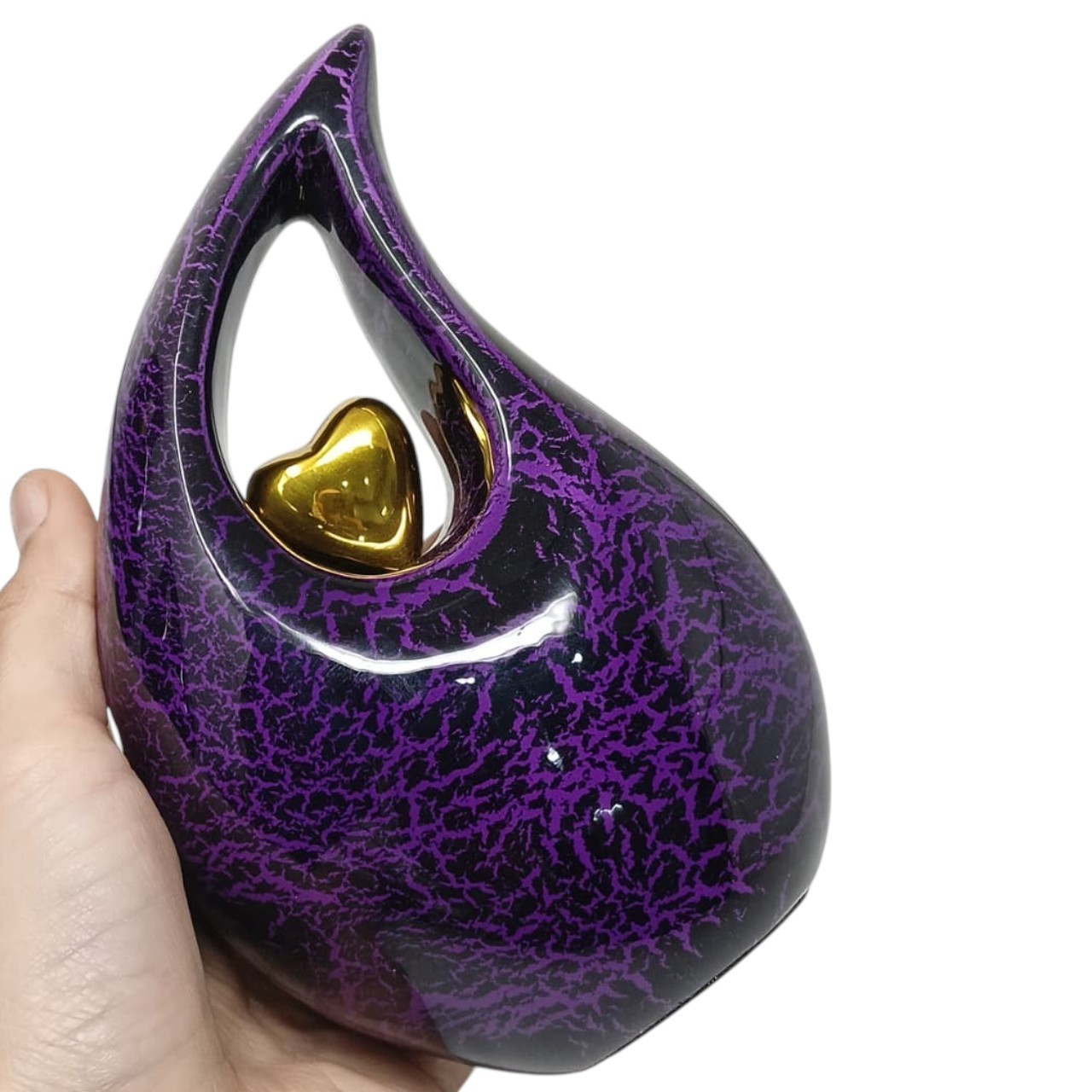 Purple Teardrop Urn for Ashes Adult Male & Female Memorial Gifts with Velvet Bag