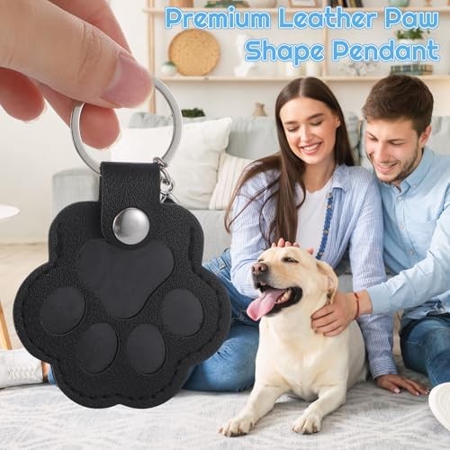 7Pcs Leather Pet Memorial Keychain, Cat Paw Shaped Keychain, Dog Hair