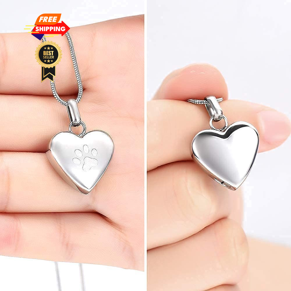 zeqingjw Pet Cremation Jewelry for Ashes Pendant Paw Small, Heart-Silver