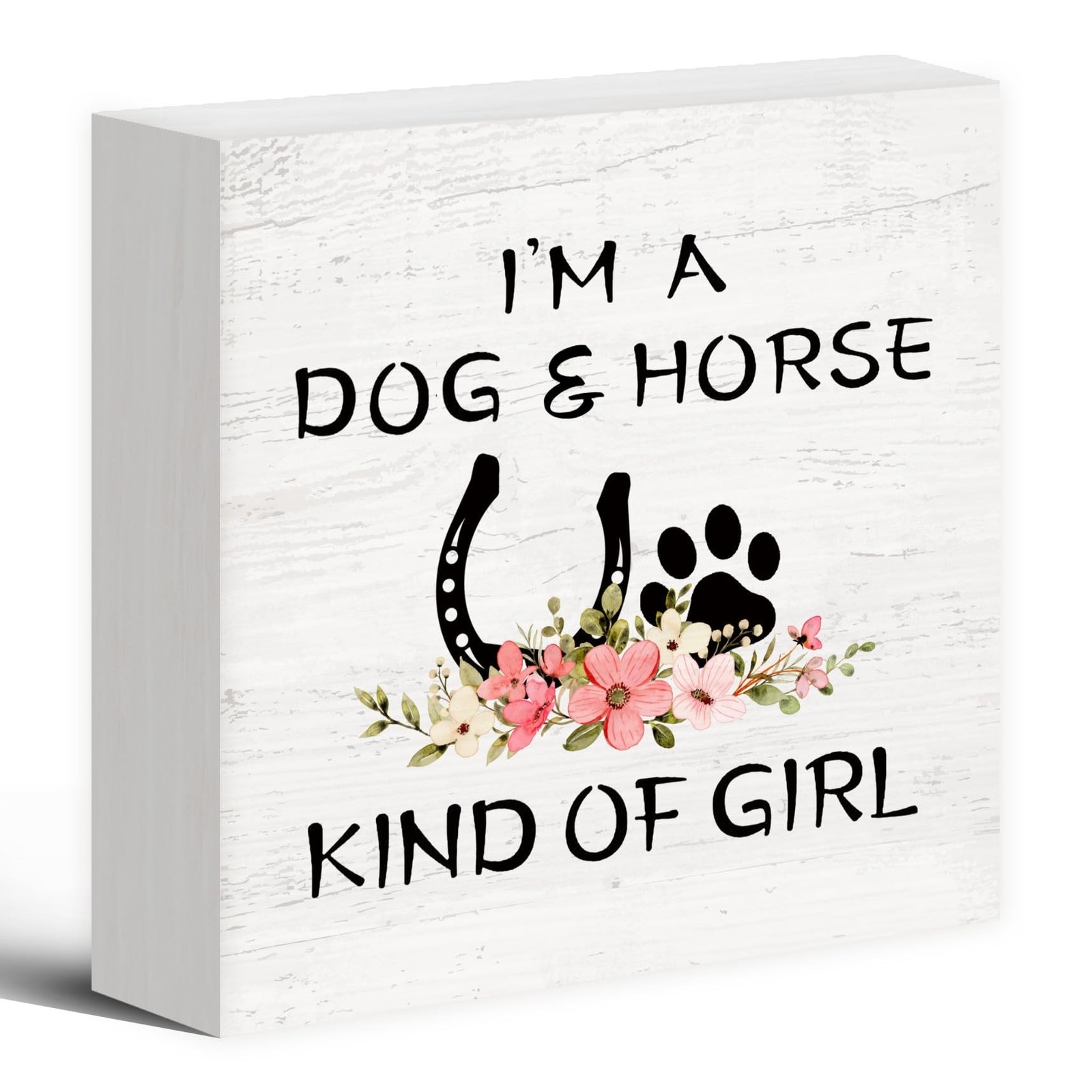 Dog Lovers Gifts Horse Gift for Women Wood Box Sign Desk Decor, I’m a Dog and…