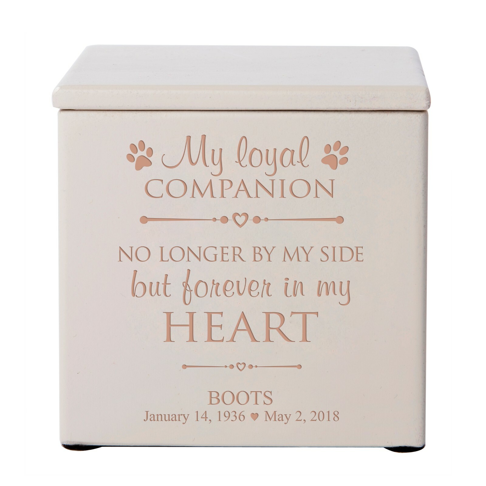 Custom Memorial Keepsake Urn Box for Pet Ashes 4.5×4.5 – My Loyal Companion