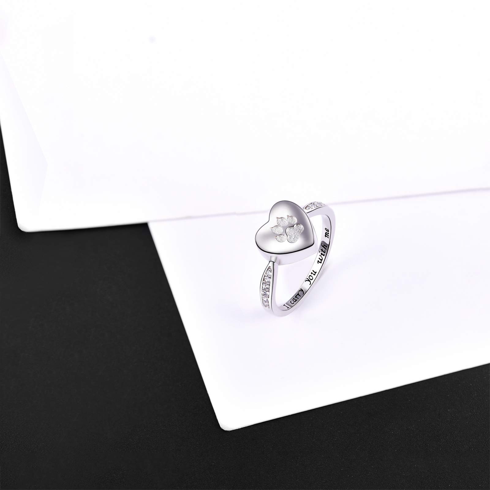 Fookduoduo 925 Sterling Silver Paw Print Urn For Ashes I Carry You Me Cremation
