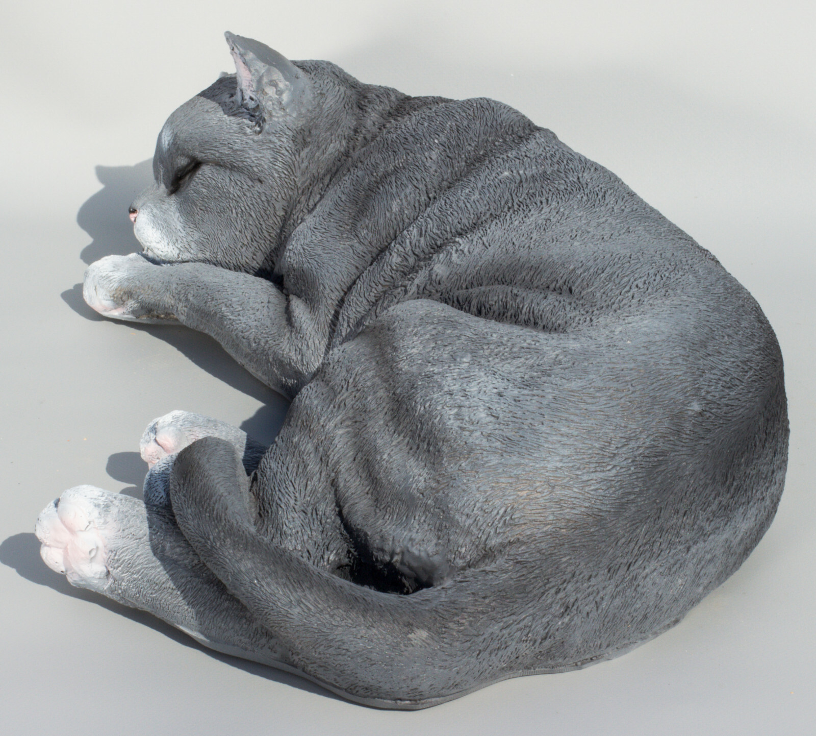 Sleeping Cat Sculpture Large Pet Memorial Grave Statue Gray Garden Decor Animals