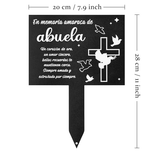 Spanish Cemetery Decorations for Grave – Metal Memorial Grave Marker, Abuela