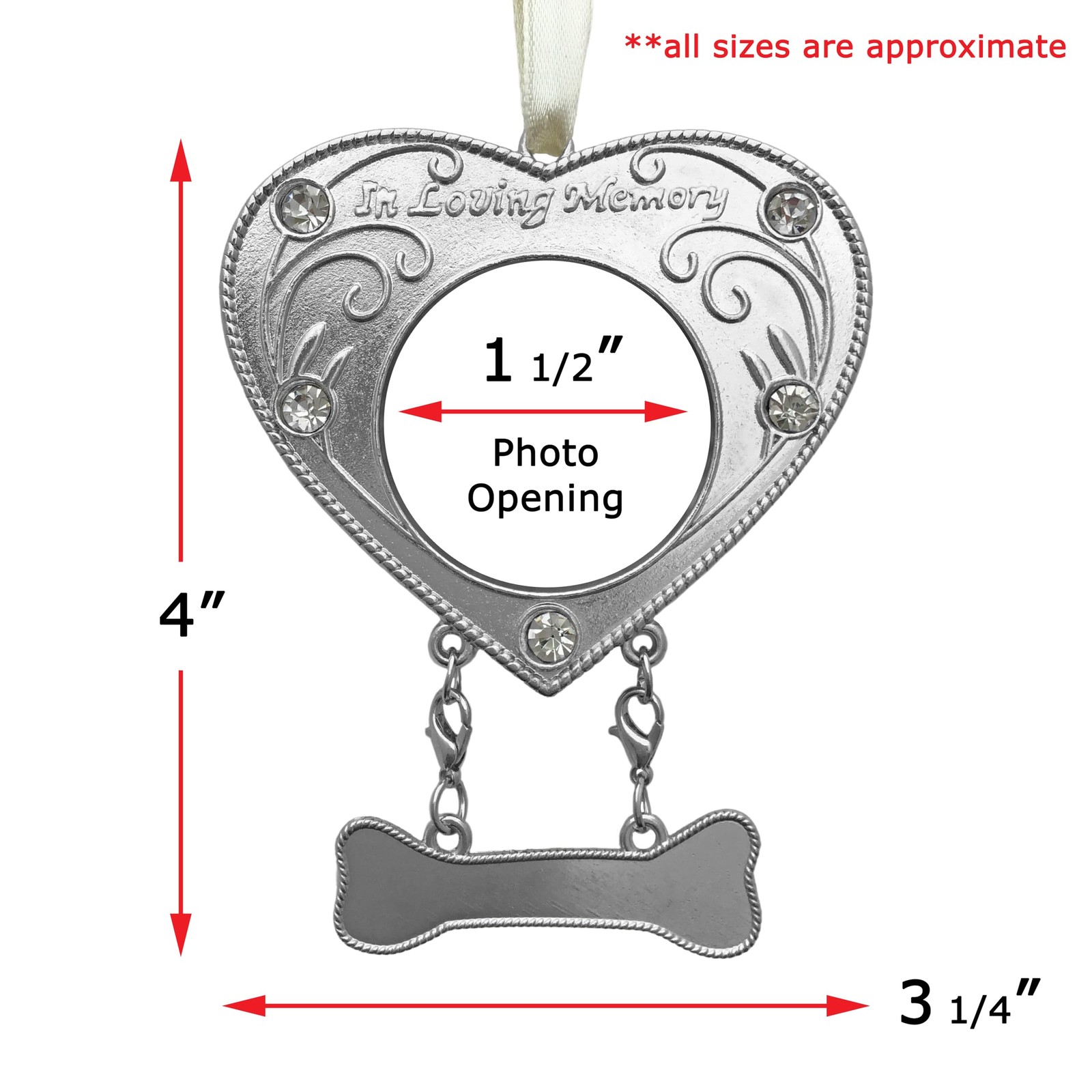 Dog Memorial Ornament – in Loving Memory – Photo Christmas Small, Silver