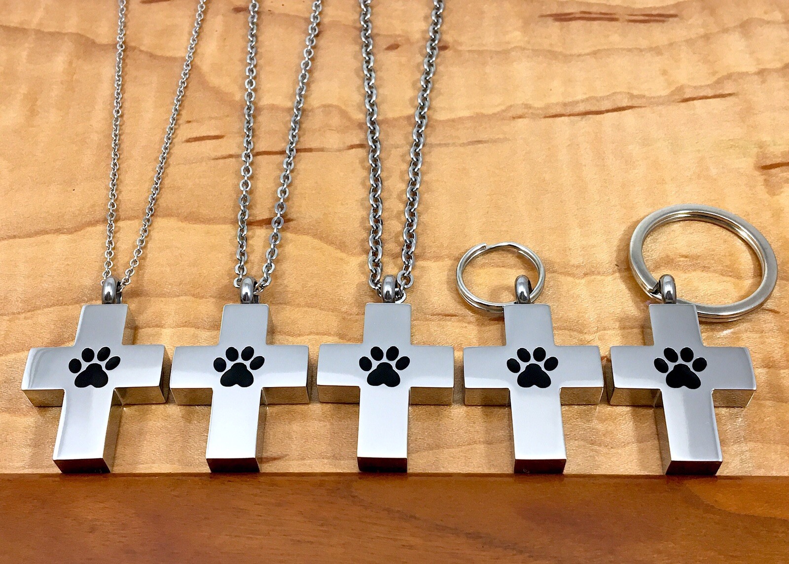 Cross Pet Cremation Necklace Chain Jewelry Pendant Urn Angel Paw Print Dog Cat