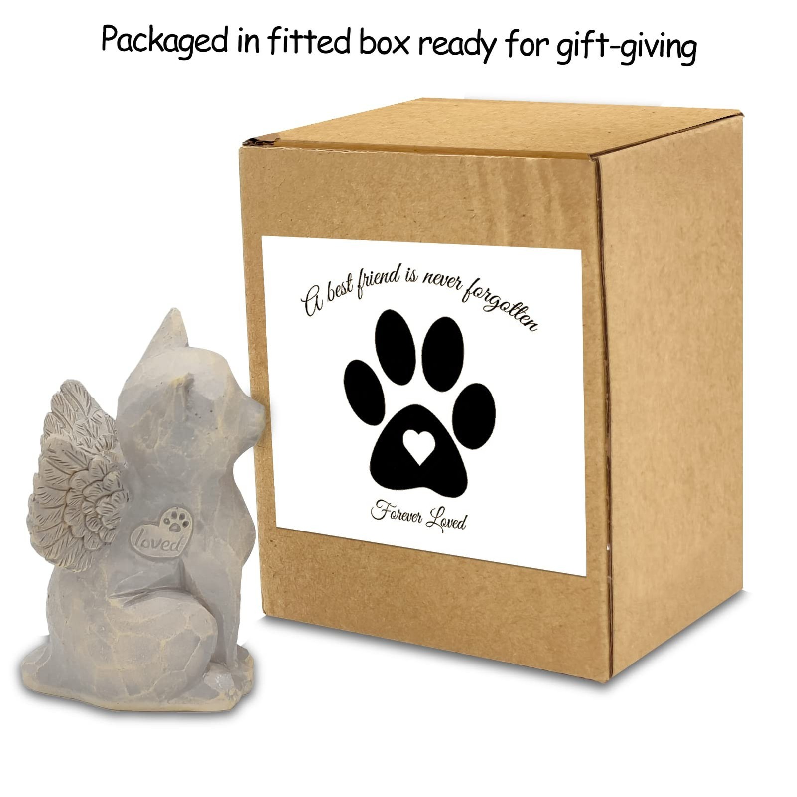 Cat Angel Memorial Figurine, Gray, Resin Sculpture for Cat Lovers, Pet Loss G…