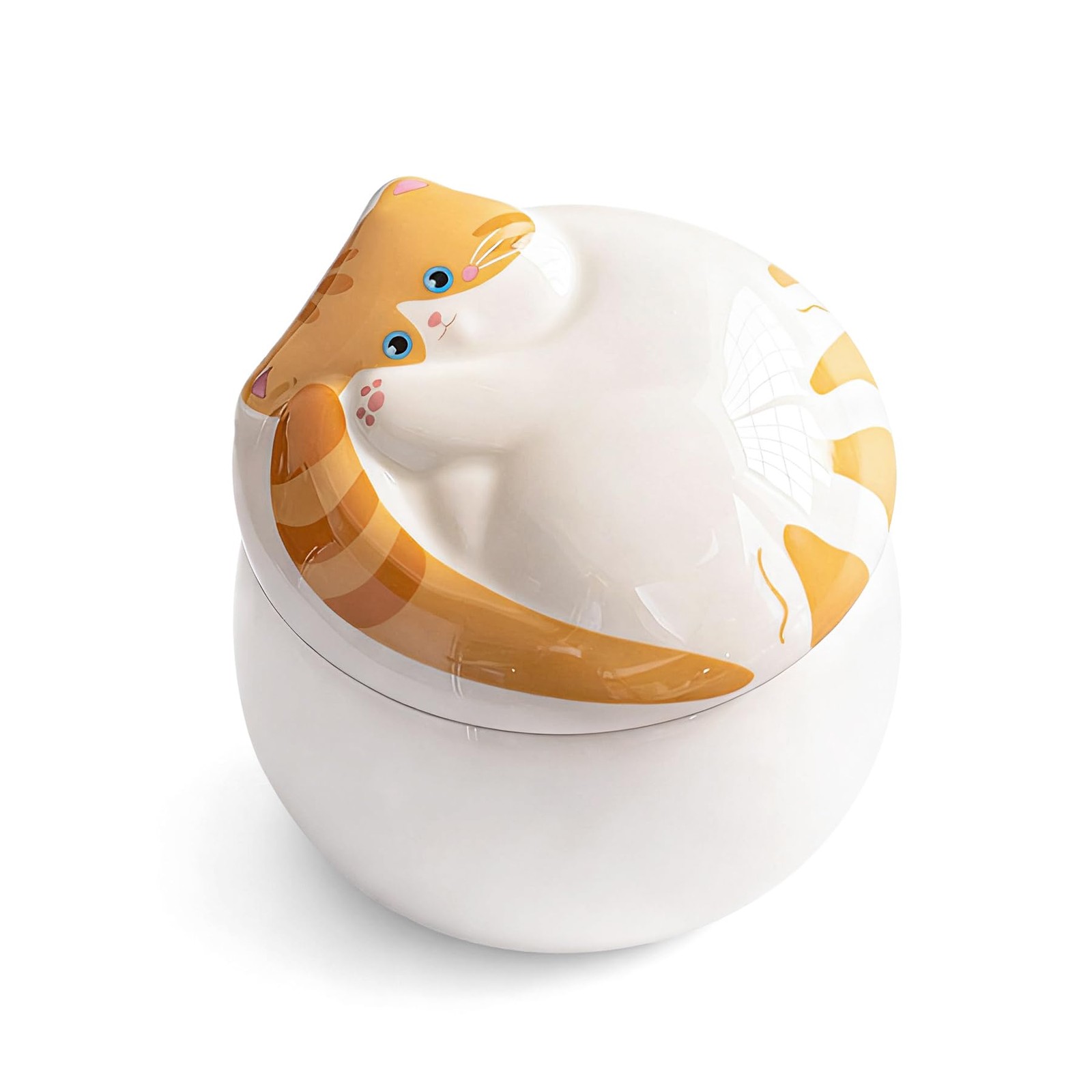 Ceramic Ginger Cat Urn, Memorial for Ashes, Pet Memorial Keepsake, Cat-Shaped…