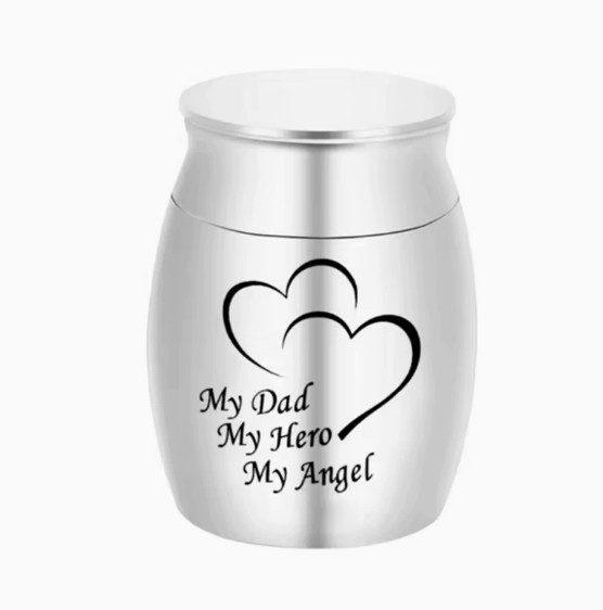 My Dad My Hero Angel Heart Mini Cremation Ashes Urn Funeral Memorial Keepsake