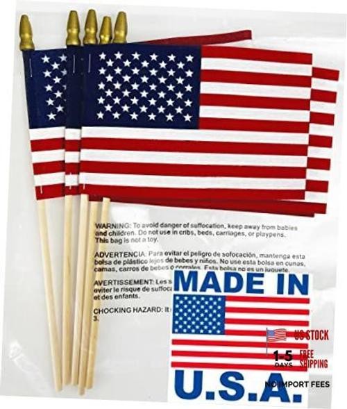 12-Pack 12×18″ American Stick Flags – Made in USA, Handheld with 30″ 12 Pack