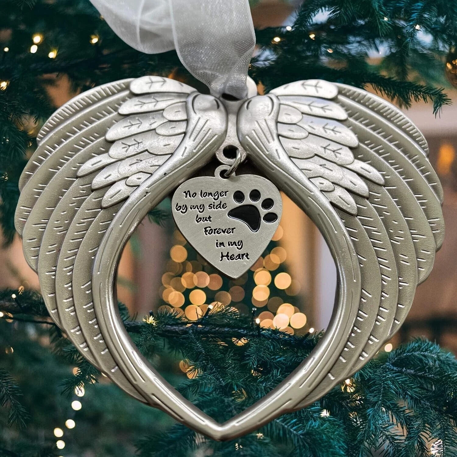 Pet Christmas Ornament Angel Wing Memorial Sympathy Gift Rainbow Bridge Gift X 2