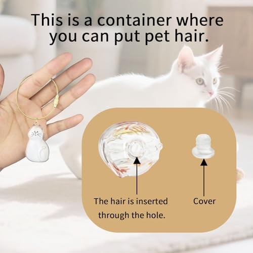 Cat Hair Keychain – 2Pcs Cat Hair Storage Bottle – Pet Fur A-Mustache Cat