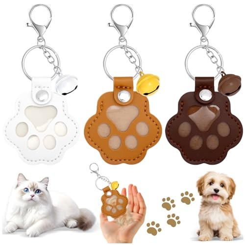 3Pcs Dog Hair Keychain Pet Fur Keepsake Cat Pet Hair Keychain with Bell