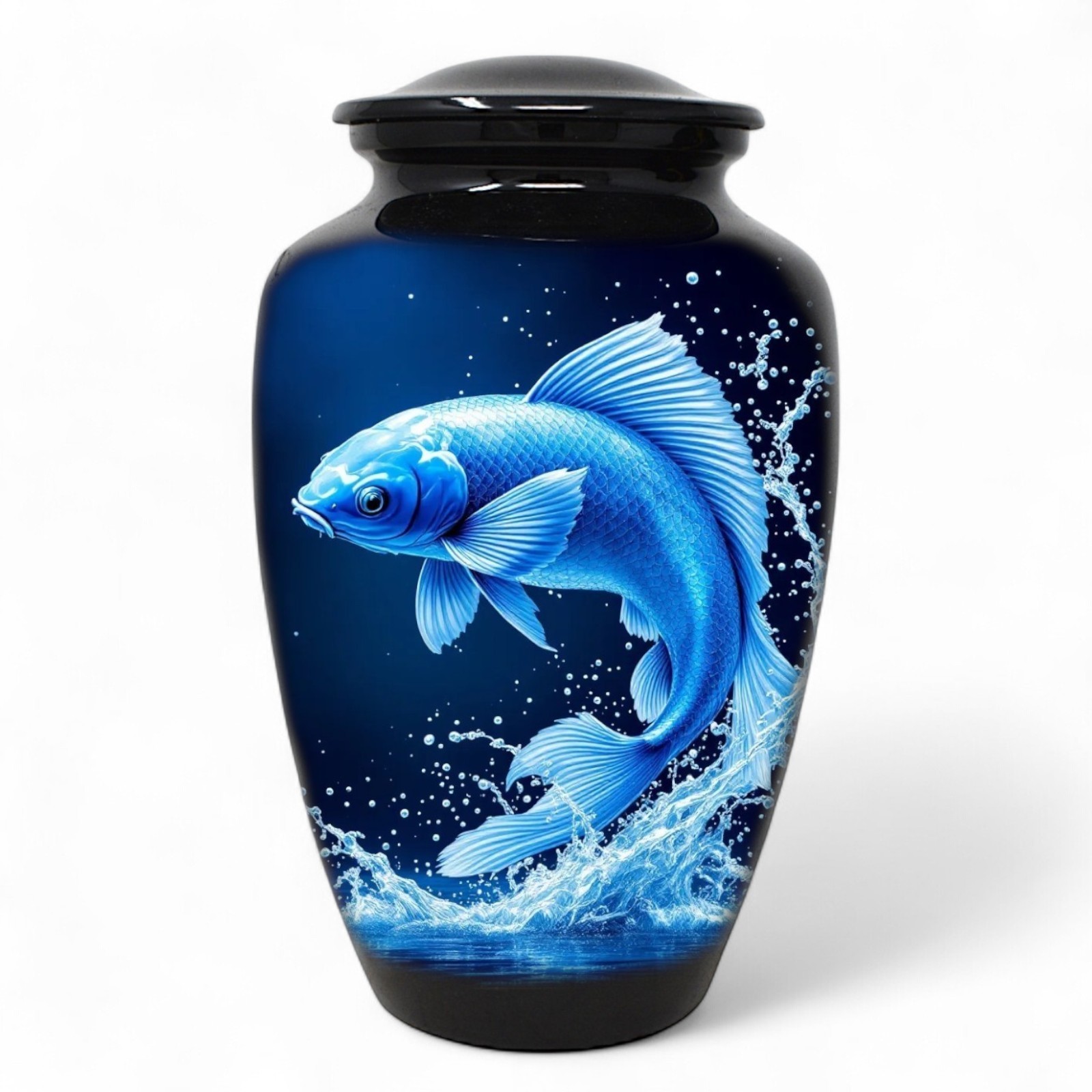 Cremation Urn for Human Ashes 190 Cu In Adult Fishing Fish Blue Ocean Memorial