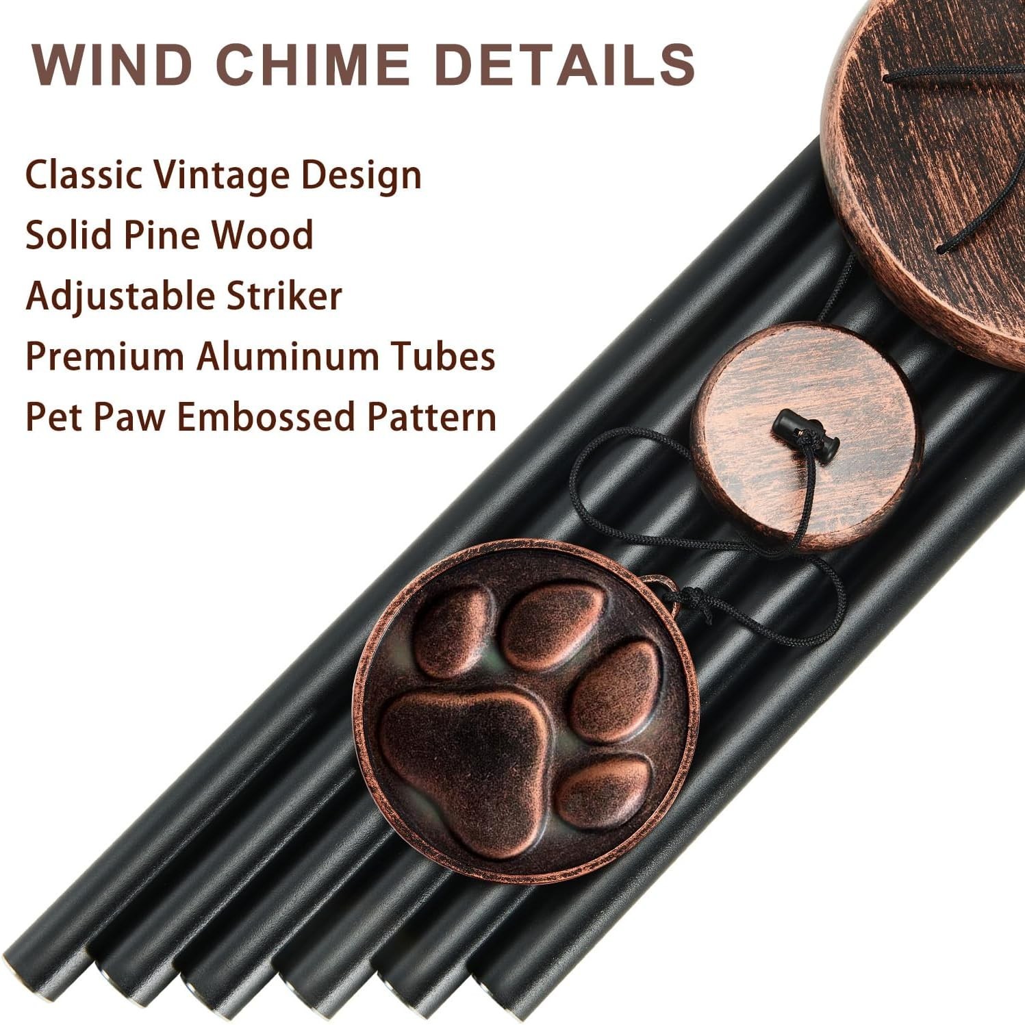 Weather Resistant 32” Pet Remembrance Wind Chimes – Deep Tone Melodic Tribute