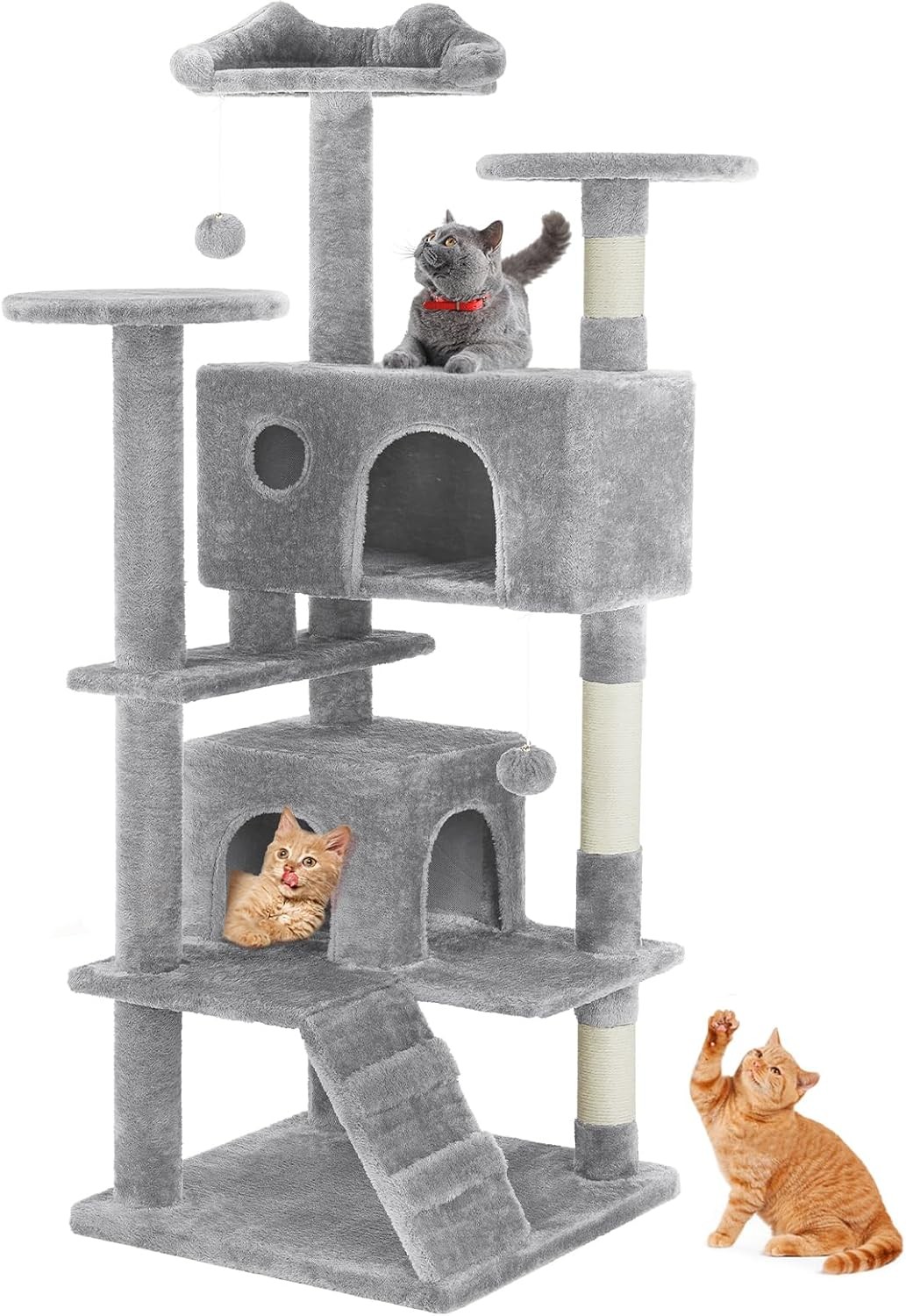 54 -Cat Tree Tower – Multi-level With Sisal Grab Post, Indoor Apartment With Lad