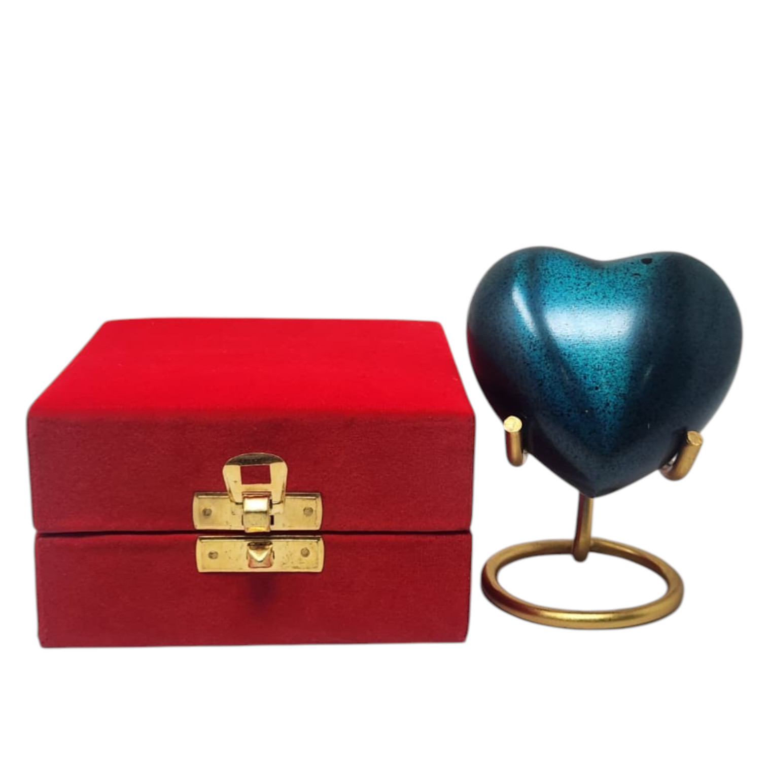 Personalized Mini Heart Cremation Urn for Ashes with Stand Velvet Box