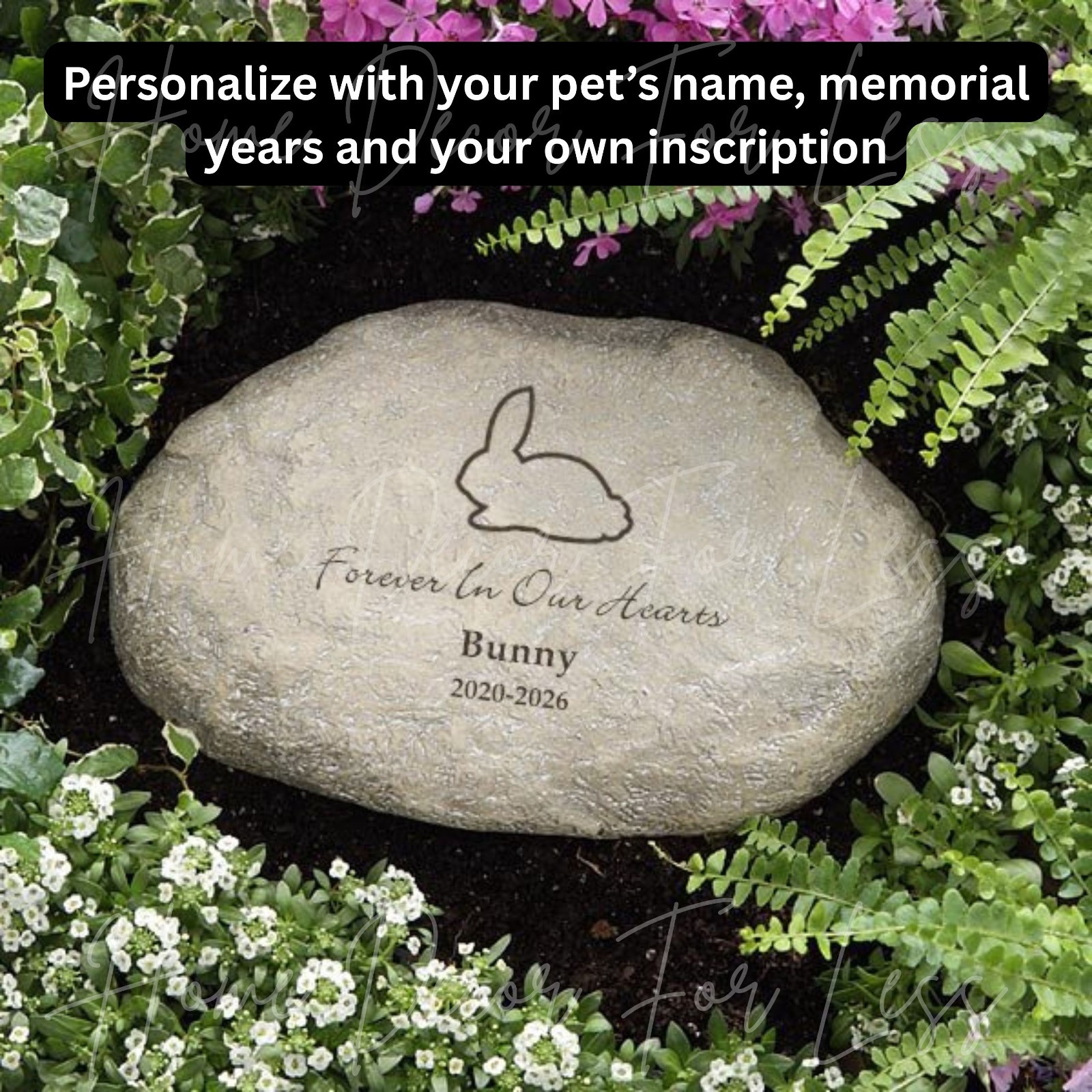 PERSONALIZED Pet RABBIT Memorial Grave Marker Engraved Garden Stepping Stone