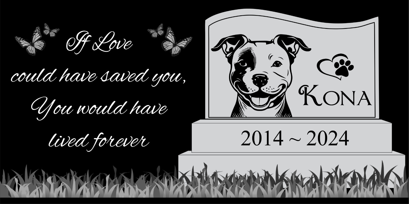 Pet memorial Engraved Marker, headstone Granite gravestone, Rottweiler dog