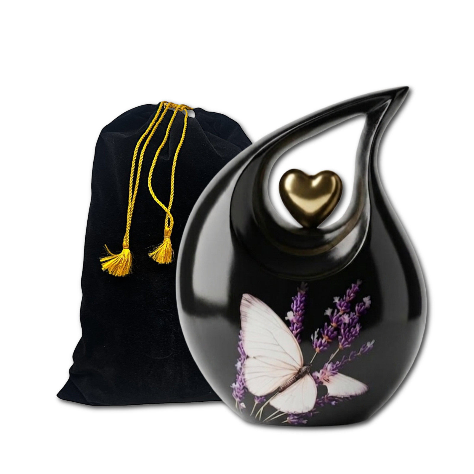 Black Teardrop Cremation Urn Adult Human Ashes Male Female 200 Cu In Memorial
