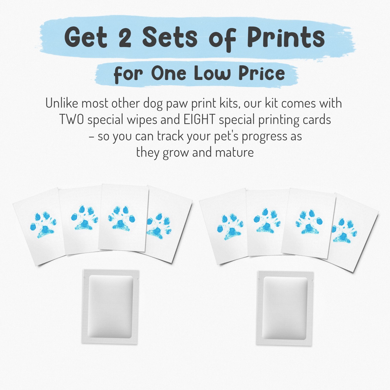 Pet Inkless Wipe Paw Print Kit – 100% Safe and Pet-Friendly for Your Dog or Cat