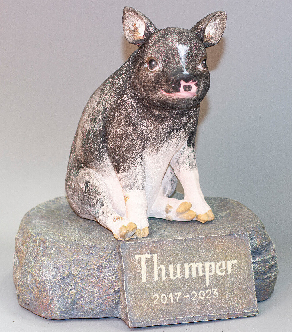 Unique Urn Pig Ashes Pet Memorial Stone Hog Grave Statue Animal Funeral Decor