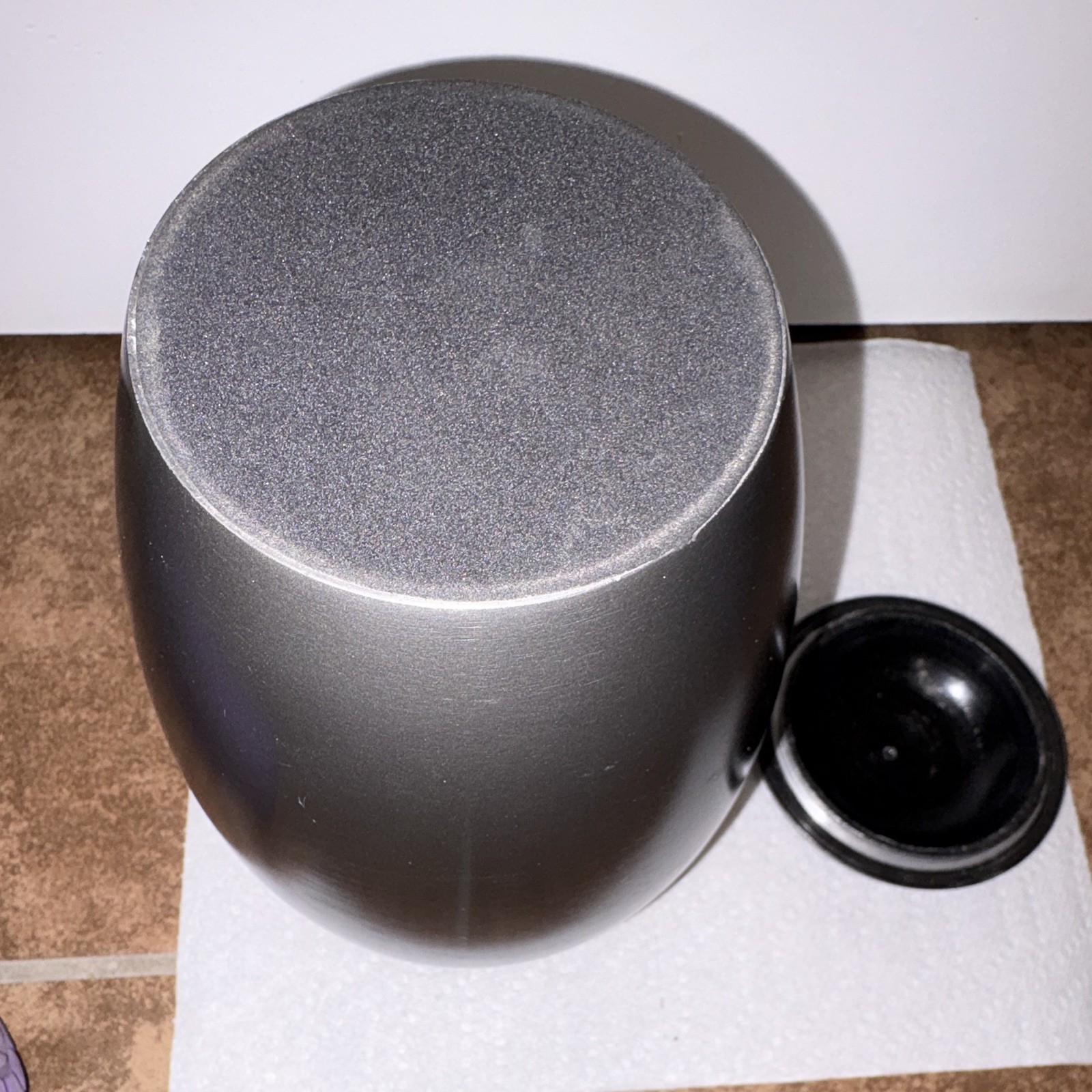 Gray Dog Pet Memorial Cremation Urn with Lid, Silver Paw Prints Design NEW